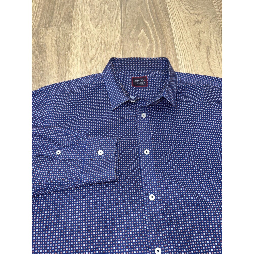 UNTUCKit Button Up Shirt Mens XXL Blue Floral Long Sleeve Cotton Ruyilly